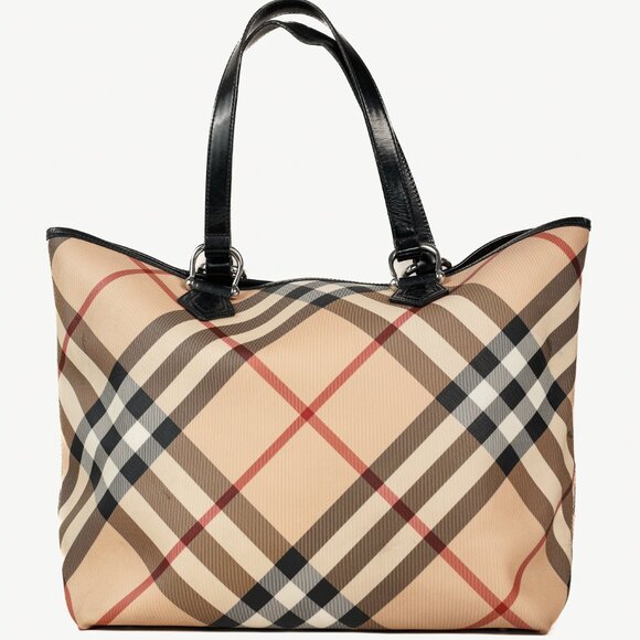 Burberry Nova Check Leather-Trimmed Large Shopper Tote - Picture 1 of 13